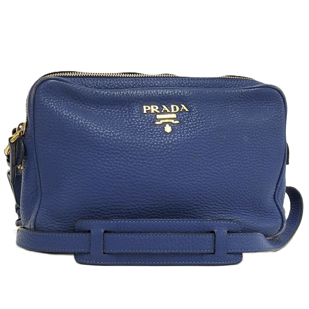 Prada Shoulder Bag Camera Leather Blue